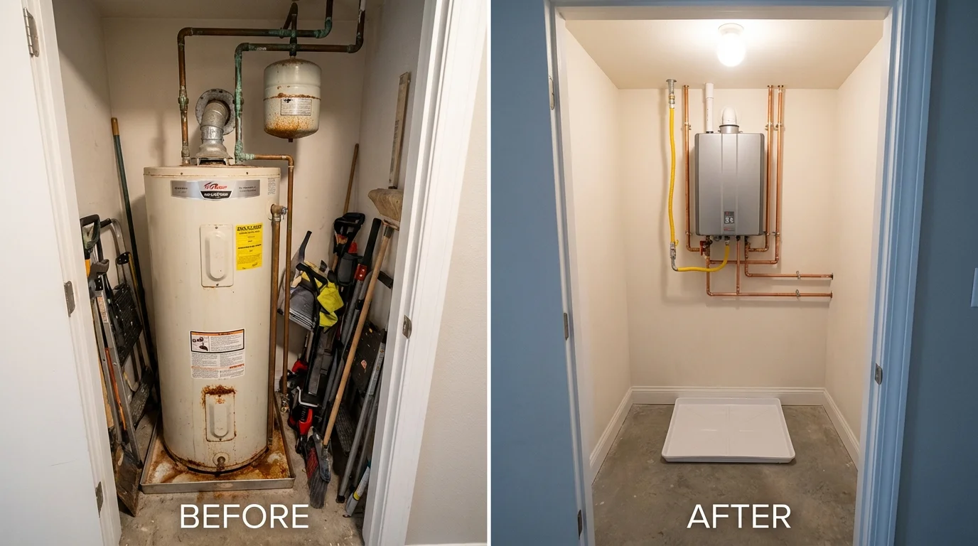 Tank water heater versus wall-mounted tankless unit comparison for Warsaw, MO homeowners